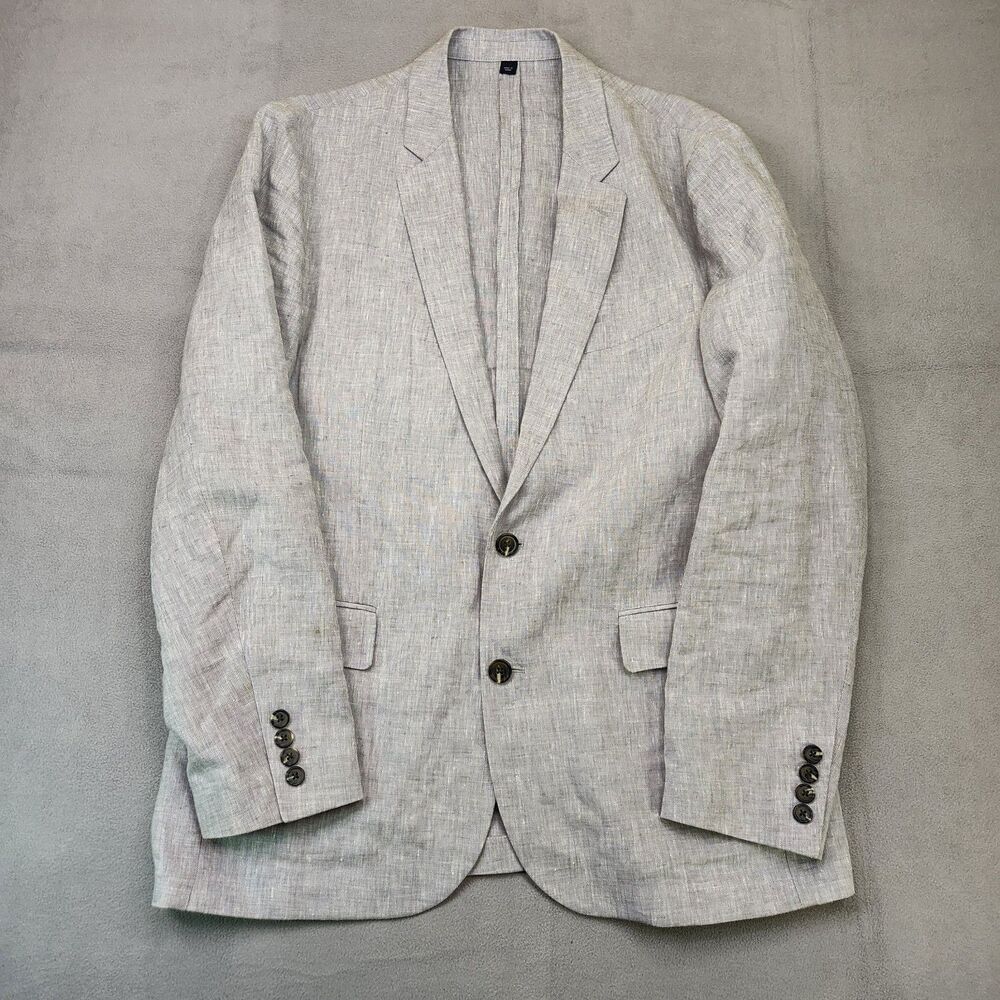 J. Crew Thompson Blazer 100% Linen Men's 42R Gray‎ Two Button Sport Coat Jacket